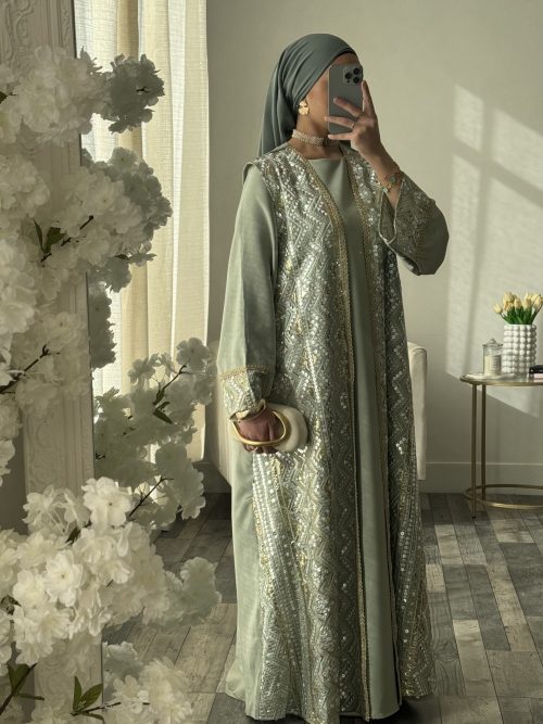 SET KAFTANI VERT SAUGE