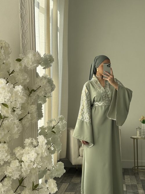 ABAYA KUWAITI VERT SAUGE